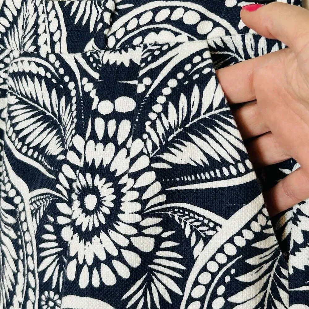 Kate Spade Floral Skirt Size 6 Classic Blue White‎ Straight Pencil Pockets